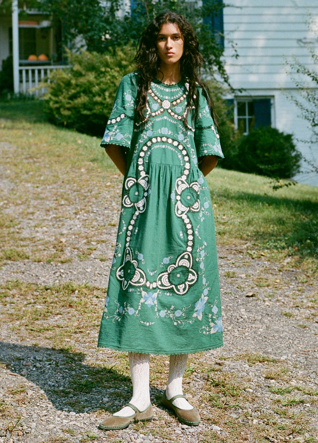 Elevate your wardrobe with the Vesna Embroidered Midi Dress by SEA NY, featuring delicate embroidery and scalloped trim for a refined finish. Its crew neckline and short sleeves complement the flattering A-line silhouette, while the hem gracefully falls below the knee. The back tie closure offers a tailored fit, combining elegance with comfort. Crafted from a cotton, linen, and polyester blend, this dress is best maintained with dry cleaning to preserve its quality. Perfect for sophisticated occasions.