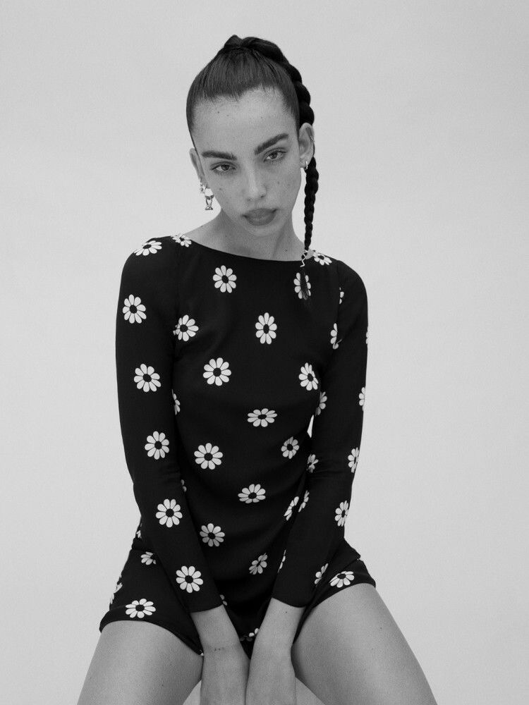 90s daisy dress Kinley Slip Dress in 90's Daisy Black and White