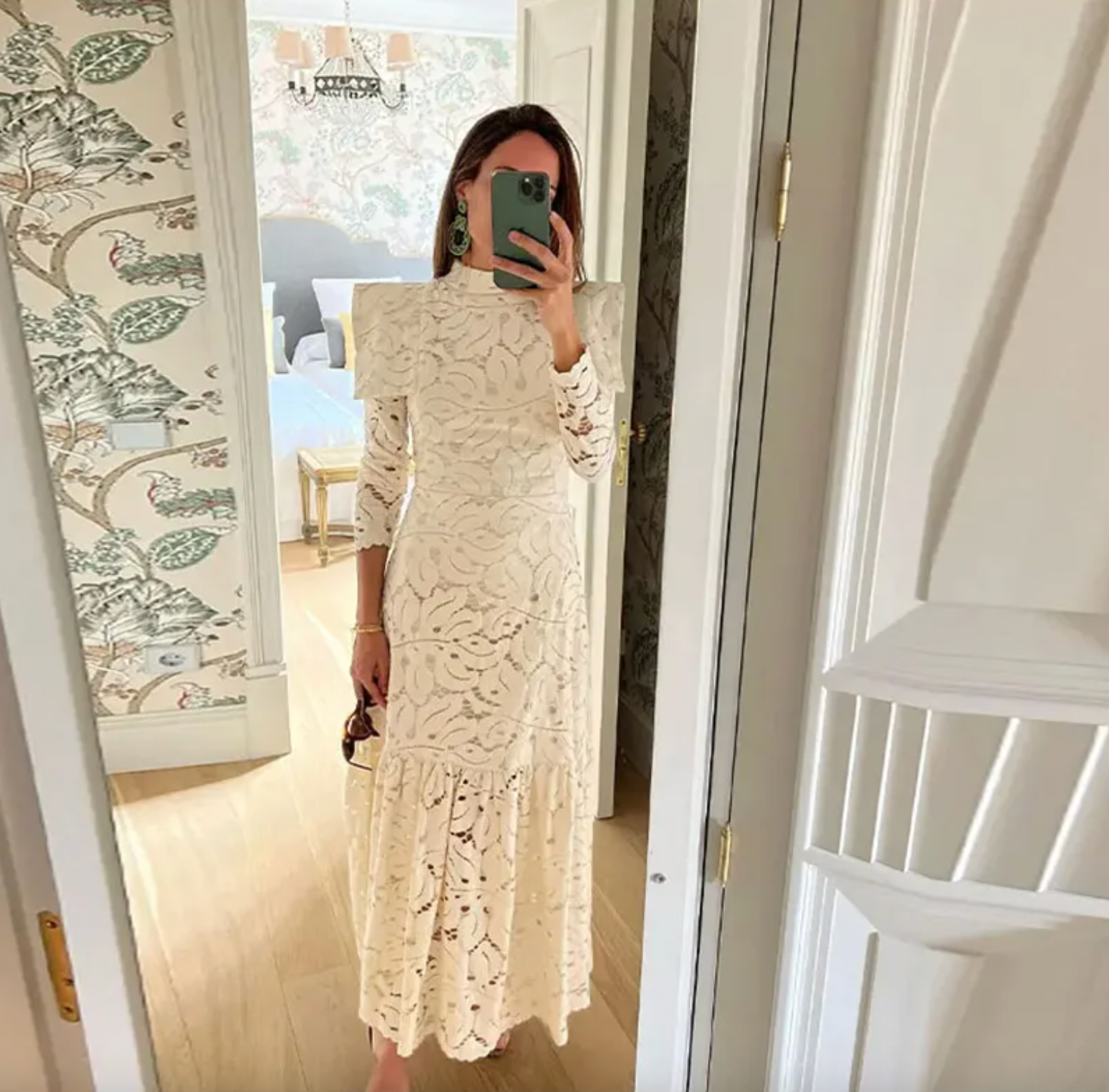 Elevate your style with our Leah Lace Dress! This stunning maxi dress features delicate lace and a sleek high collar, perfect for any occasion. The slim design and solid color will flatter your figure and make you feel confident and elegant. Embrace the beauty of spring with our long-sleeved lace dress.