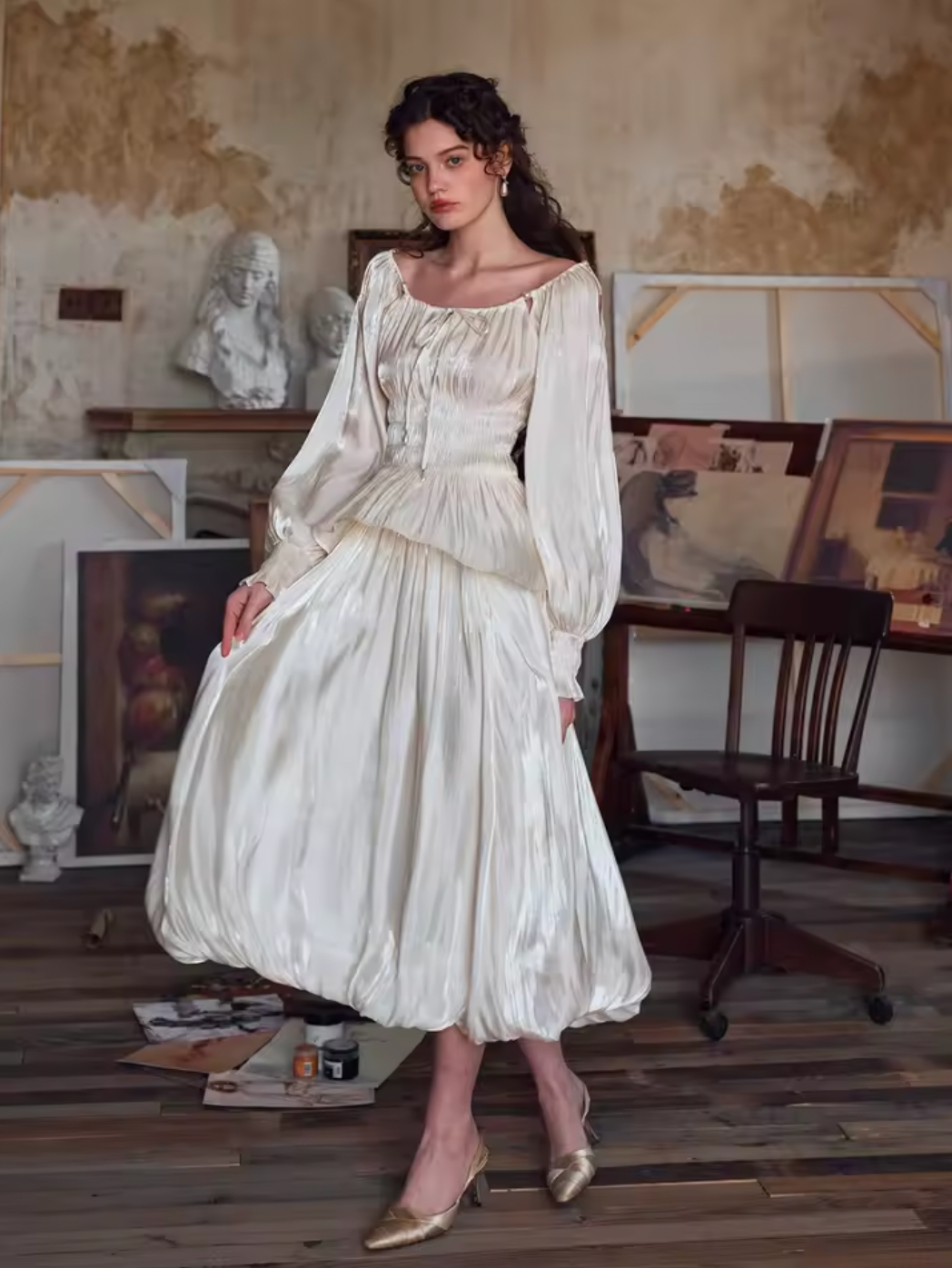 Elevate your wardrobe with the Marie Elise Set, featuring a refined satin blouse that blends French vintage charm with modern fashion. This elegant piece showcases a slim, flattering silhouette with a distinctive big O-neck and long sleeves, perfect for spring and summer occasions. Crafted from smooth, high-quality fabric, it offers both comfort and a subtle, sexy allure. Ideal for sophisticated styling, this blouse adds a touch of timeless elegance to any outfit while embracing contemporary trends.