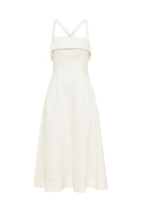 Crafted from breathable linen and fully lined for comfort, the Carmellia Dress in Milk features a refined fold-over neckline with delicate shoulder straps. Its natural fabric ensures a lightweight feel, while the elegant design makes it perfect for sophisticated occasions. To maintain its pristine quality, dry clean only.