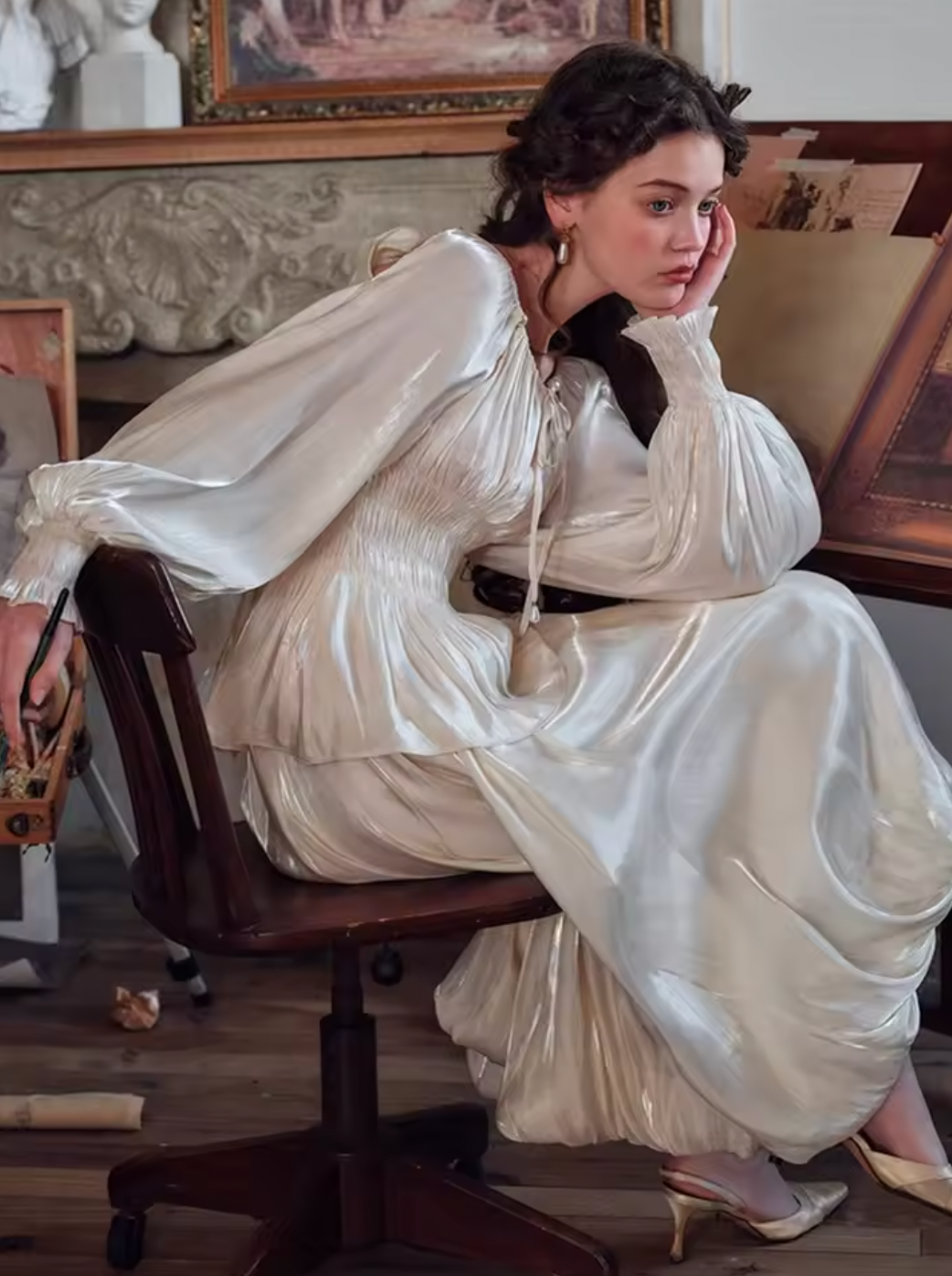 Elevate your wardrobe with the Marie Elise Set, featuring a refined satin blouse that blends French vintage charm with modern fashion. This elegant piece showcases a slim, flattering silhouette with a distinctive big O-neck and long sleeves, perfect for spring and summer occasions. Crafted from smooth, high-quality fabric, it offers both comfort and a subtle, sexy allure. Ideal for sophisticated styling, this blouse adds a touch of timeless elegance to any outfit while embracing contemporary trends.