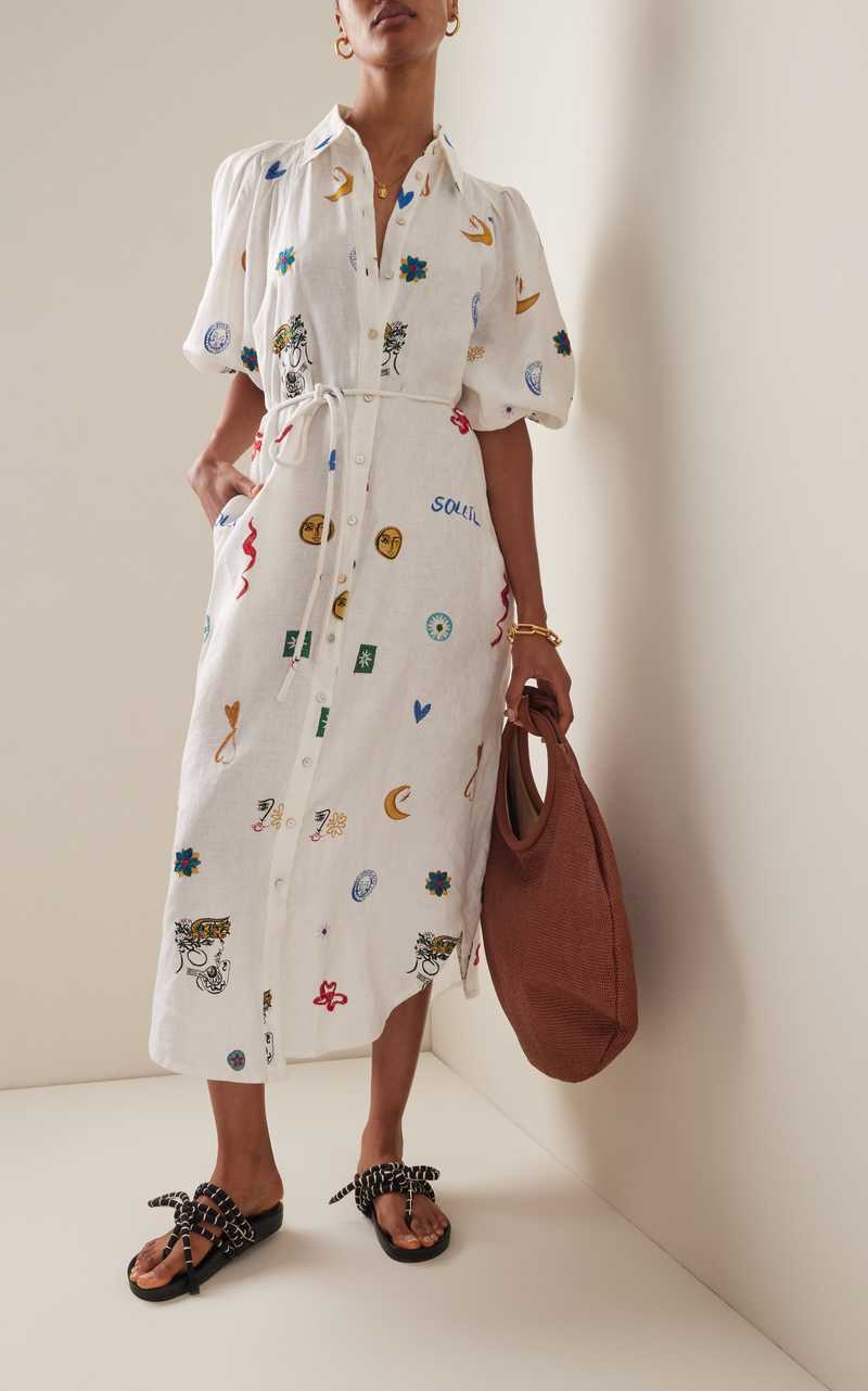 Soleil Embroidered Shirt Dress – Mademoiselle Boutique